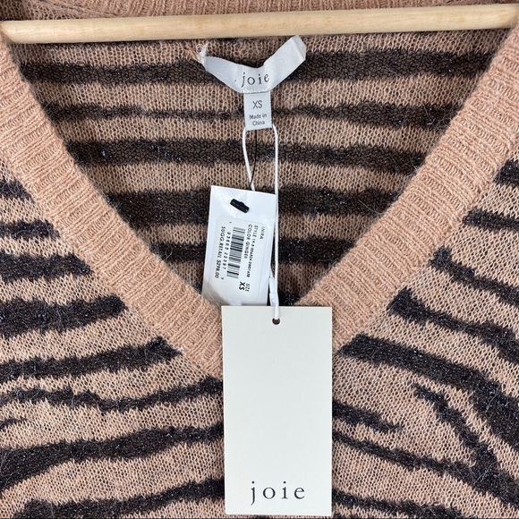 Joie Inira Tiger Stripe Metallic Alpaca Sweater New - Picture 6 of 6